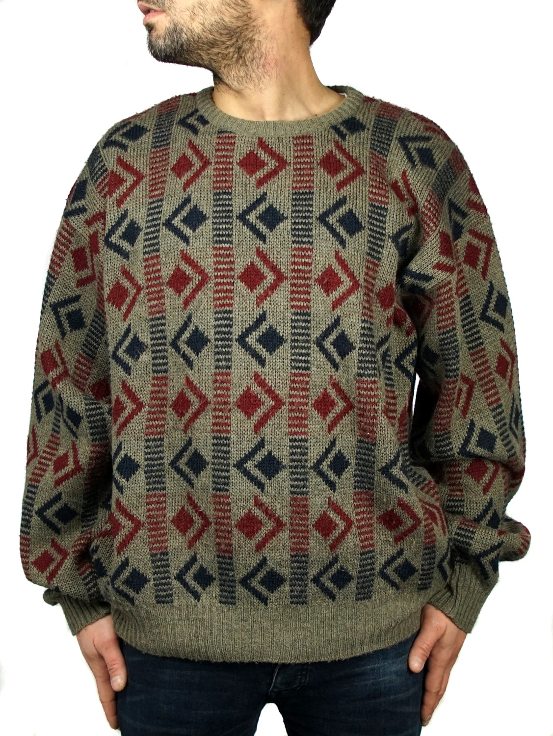 brown graphic sweater